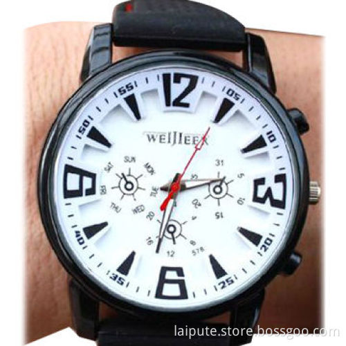 Fashionable Men's Silicone Watch with Big Face and Stainless Steel Case and Import Quartz Movement